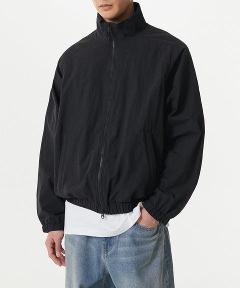 MUSINSA STANDARD_Oversized high-neck windbreaker jacket [Black]