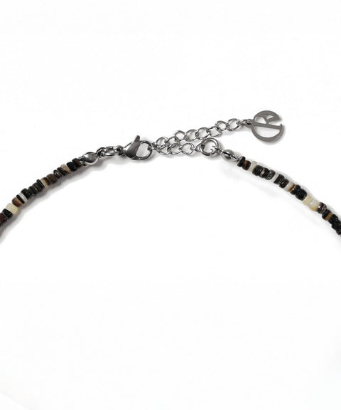 DECOROSO_Unisex Minimalist Mother-of-Pearl Bead Necklace [Black]
