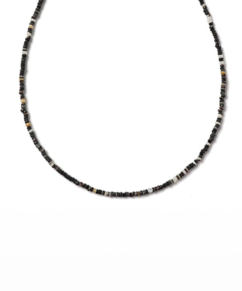 DECOROSO_Unisex Minimalist Mother-of-Pearl Bead Necklace [Black]