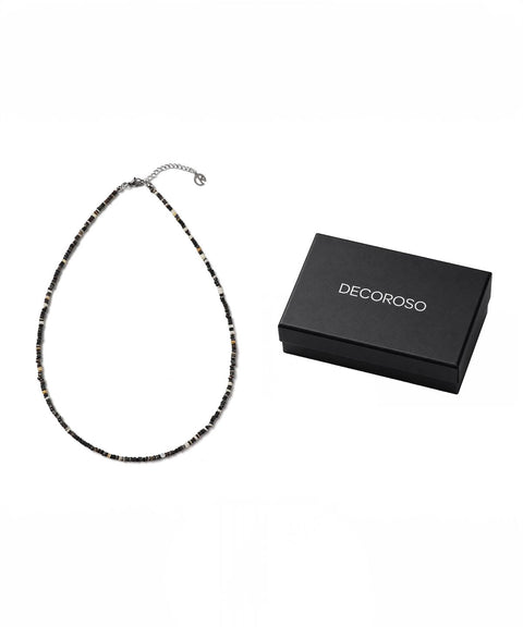 DECOROSO_Unisex Minimalist Mother-of-Pearl Bead Necklace [Black]