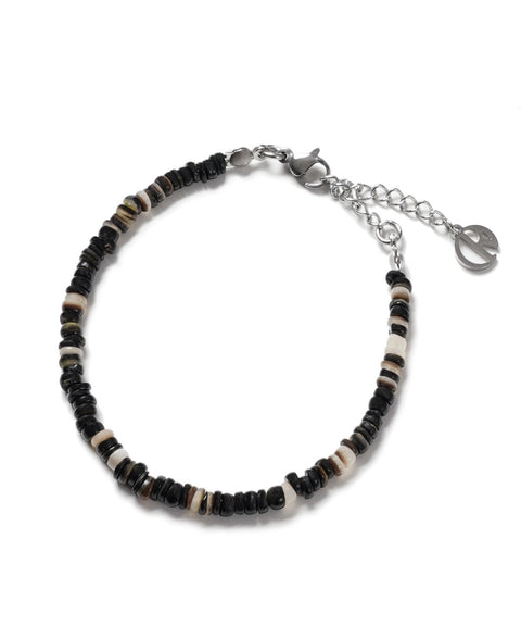 DECOROSO_Unisex Minimalist Shell Bead Bracelet [Black]