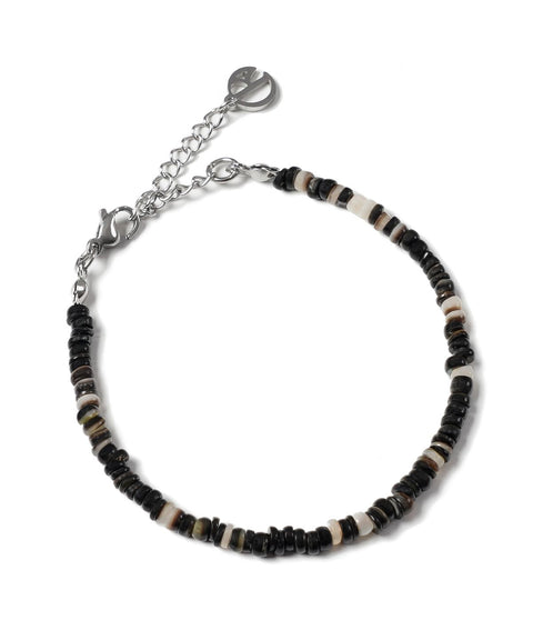 DECOROSO_Unisex Minimalist Shell Bead Bracelet [Black]