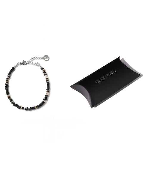 DECOROSO_Unisex Minimalist Shell Bead Bracelet [Black]