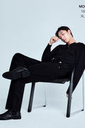 MUSINSA STANDARD_[Victoria Wool] Minimal Ribbed Henry Neck Knit [Black]