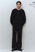 MUSINSA STANDARD_[Victoria Wool] Minimal Ribbed Henry Neck Knit [Black]