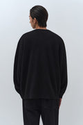 MUSINSA STANDARD_[Victoria Wool] Minimal Ribbed Henry Neck Knit [Black]