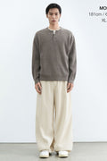 MUSINSA STANDARD_[Victoria Wool] Minimal Ribbed Henry Neck Knit [Taupe]