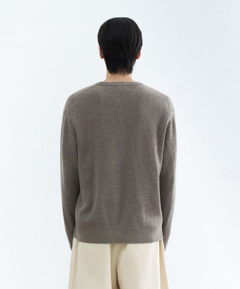 MUSINSA STANDARD_[Victoria Wool] Minimal Ribbed Henry Neck Knit [Taupe]