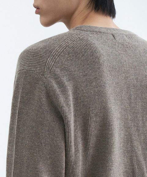 MUSINSA STANDARD_[Victoria Wool] Minimal Ribbed Henry Neck Knit [Taupe]