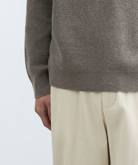 MUSINSA STANDARD_[Victoria Wool] Minimal Ribbed Henry Neck Knit [Taupe]