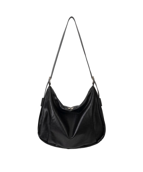 ALYSS_Slot Belted Leather Hobo Crossbody Bag [Black]