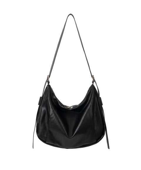 ALYSS_Slot Belted Leather Hobo Crossbody Bag [Black]