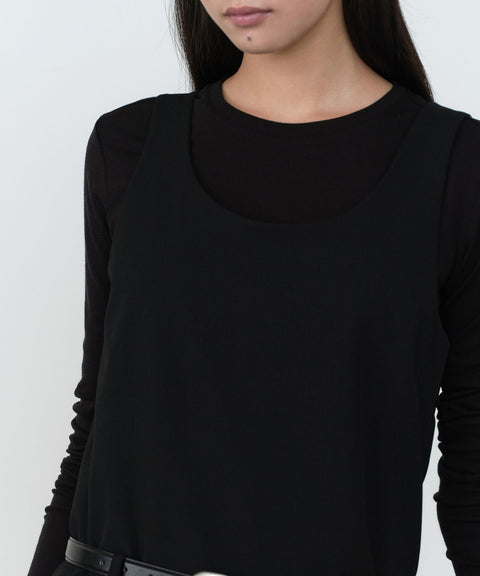 MUSINSA STANDARD WOMAN_Womens Pleated Mini Dress [Black]
