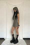Washing hoodie mini dress