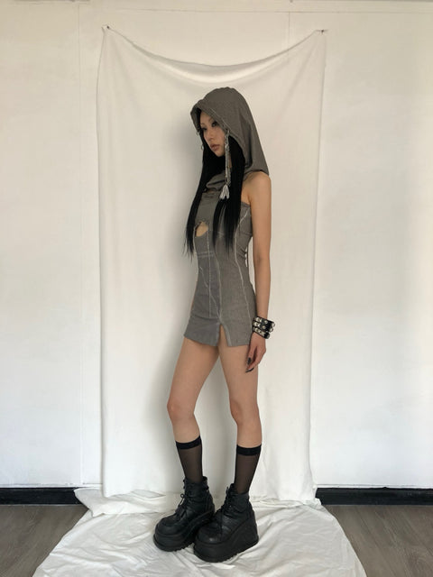 Washing hoodie mini dress