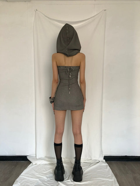 Washing hoodie mini dress