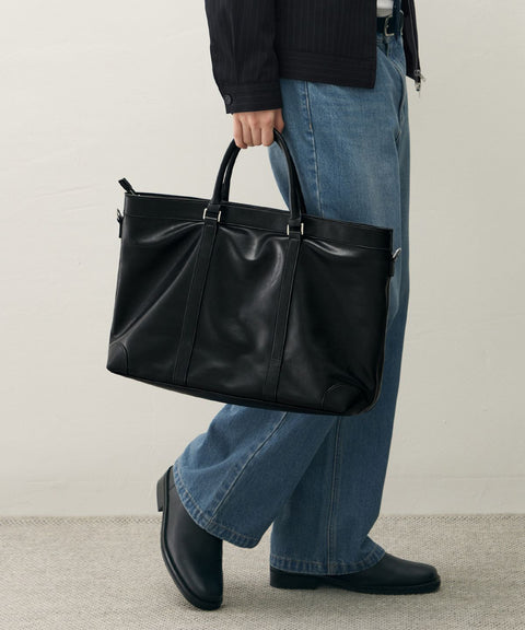 DRAW FIT_Vans Leather Cross Tote Bag [BLACK]