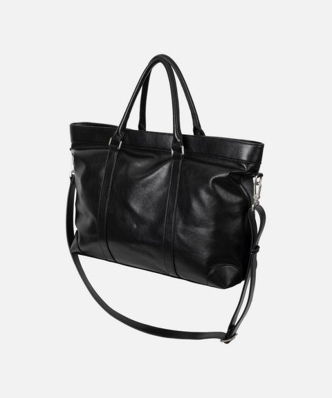 DRAW FIT_Vans Leather Cross Tote Bag [BLACK]