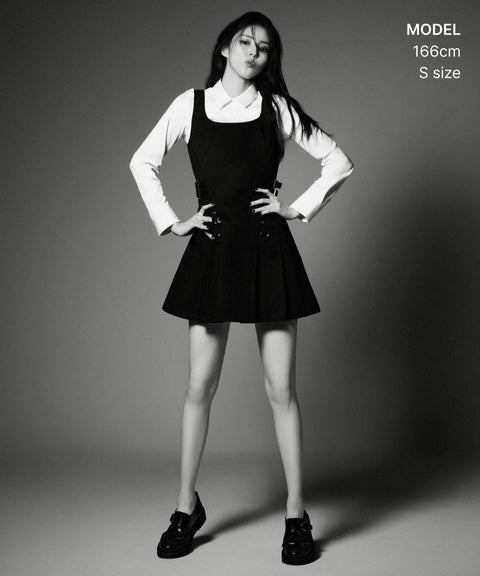 MUSINSA STANDARD WOMAN_[Unbound Girl] Women's Pleated Mini Dress [Black]