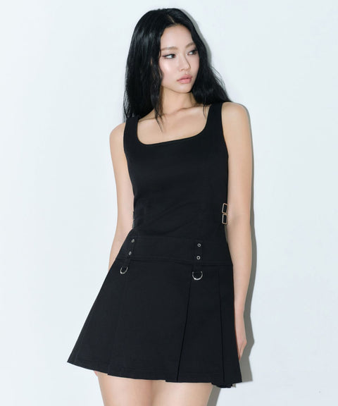MUSINSA STANDARD WOMAN_[Unbound Girl] Women's Pleated Mini Dress [Black]