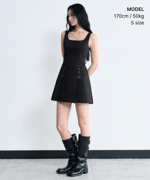 MUSINSA STANDARD WOMAN_[Unbound Girl] Women's Pleated Mini Dress [Black]