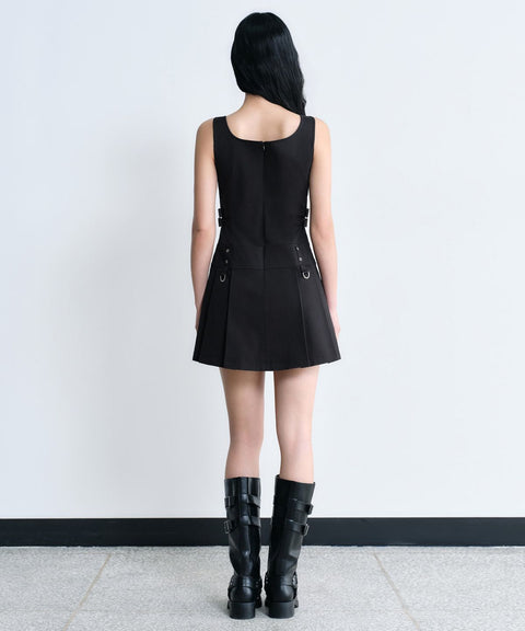 MUSINSA STANDARD WOMAN_[Unbound Girl] Women's Pleated Mini Dress [Black]