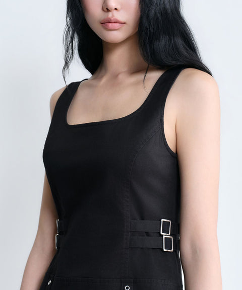 MUSINSA STANDARD WOMAN_[Unbound Girl] Women's Pleated Mini Dress [Black]