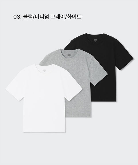 MUSINSA STANDARD_Essential Crew Neck T-Shirt 3-Pack