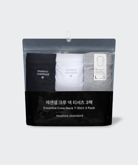 MUSINSA STANDARD_Essential Crew Neck T-Shirt 3-Pack