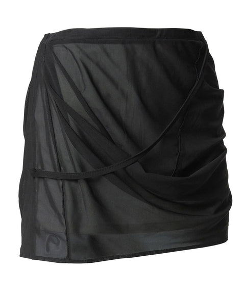 FLAREUP Draped Mesh Mini Skirt – Black 5