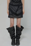 FLAREUP Draped Mesh Mini Skirt – Black 6