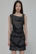 FLAREUP Draped Mesh Mini Skirt – Black 10