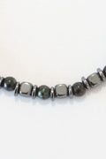 JULIUS1_Unisex Urethane Hematite Gemstone Bracelet JSB-027