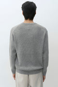 MUSINSA STANDARD_VICTORIA WOOL Minimal Ribbed Henley Neck Knit [Melange Light Gray]