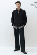 MUSINSA STANDARD_VICTORIA WOOL Minimal Ribbed Quarter-Zip Sweater [Black]