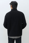 MUSINSA STANDARD_VICTORIA WOOL Minimal Ribbed Quarter-Zip Sweater [Black]