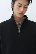 MUSINSA STANDARD_VICTORIA WOOL Minimal Ribbed Quarter-Zip Sweater [Black]