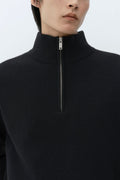 MUSINSA STANDARD_VICTORIA WOOL Minimal Ribbed Quarter-Zip Sweater [Black]