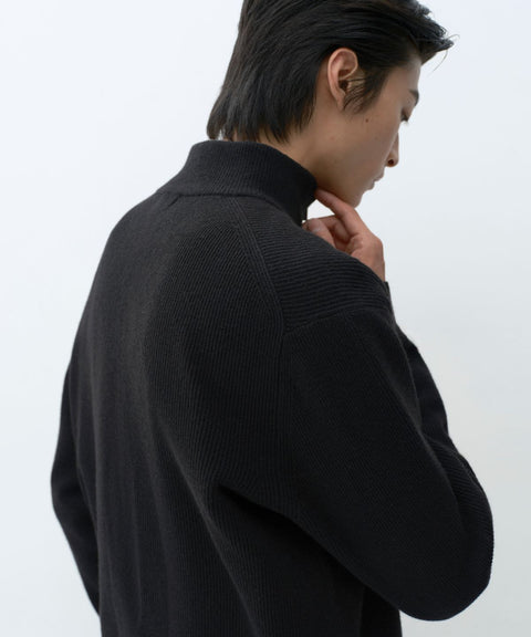 MUSINSA STANDARD_VICTORIA WOOL Minimal Ribbed Quarter-Zip Sweater [Black]