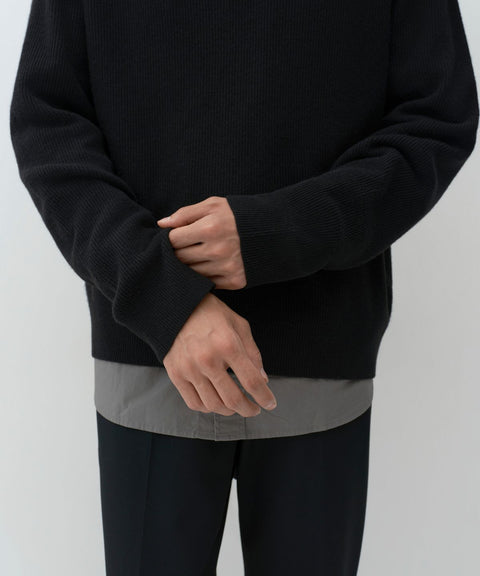 MUSINSA STANDARD_VICTORIA WOOL Minimal Ribbed Quarter-Zip Sweater [Black]