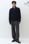 MUSINSA STANDARD_VICTORIA WOOL Minimal Ribbed Quarter-Zip Sweater [Navy]