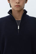 MUSINSA STANDARD_VICTORIA WOOL Minimal Ribbed Quarter-Zip Sweater [Navy]