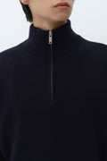 MUSINSA STANDARD_VICTORIA WOOL Minimal Ribbed Quarter-Zip Sweater [Navy]