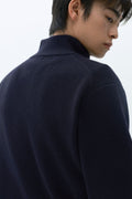 MUSINSA STANDARD_VICTORIA WOOL Minimal Ribbed Quarter-Zip Sweater [Navy]