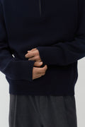 MUSINSA STANDARD_VICTORIA WOOL Minimal Ribbed Quarter-Zip Sweater [Navy]