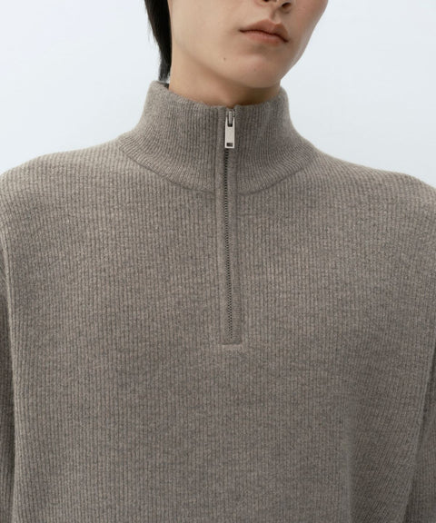 MUSINSA STANDARD_VICTORIA WOOL Minimal Ribbed Quarter-Zip Sweater TOFF