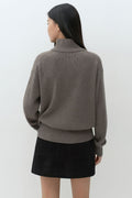 MUSINSA STANDARD WOMAN_VICTORIA WOOL Women's Minimal Ribbed Quarter-Zip Sweater Taupe