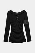 ETRE AU SOMMET_Hood Layer Shirring Mini One-Piece (Black)