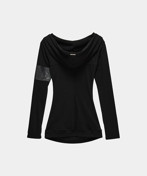ETRE AU SOMMET_Hood Layer Shirring Mini One-Piece (Black)