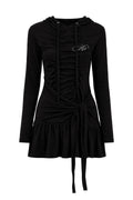 AS YOU ARE_Eyelet Shirred Tie One Piece Black